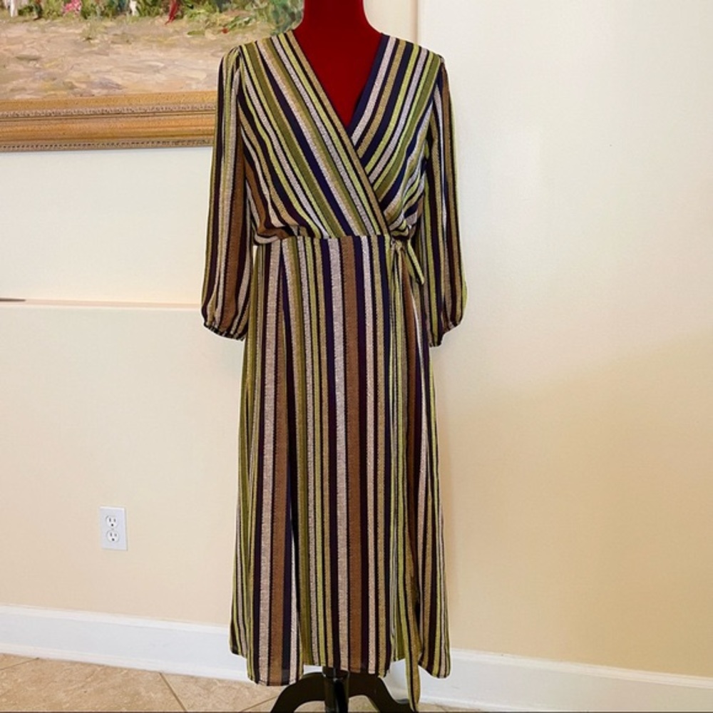 NWT Eva Mendes Striped Maxi Wrap Dress XL